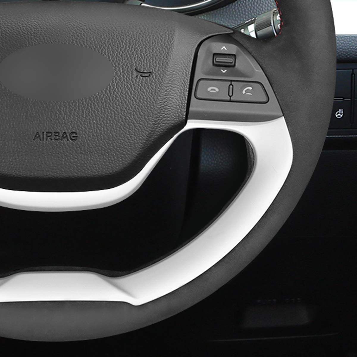 Loncky Auto Custom Fit OEM Black Suede Steering Wheel Covers for Kia